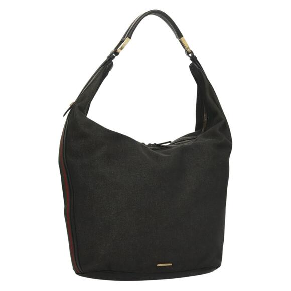 GUCCI Web Sherry Line Shoulder Bag Denim Black Gold - Picture 1 of 16